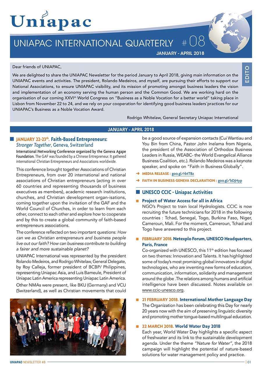 UNIAPAC INTERNATIONAL QUARTERLY